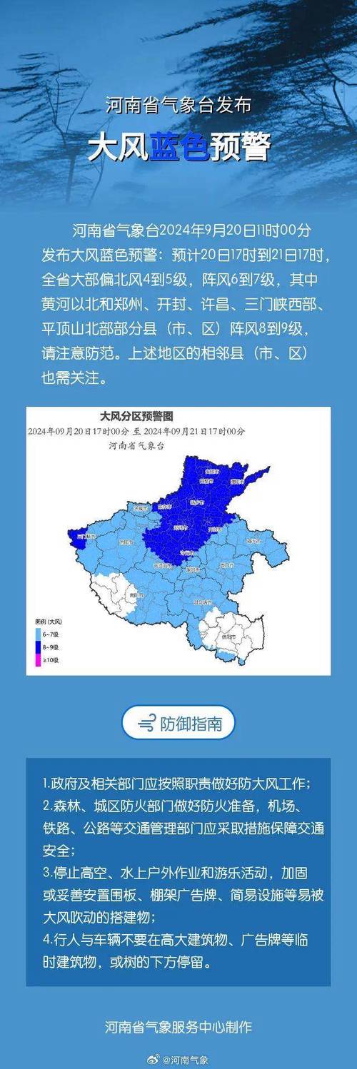 中央气象台发布大风蓝色预警，河北等地部分地区阵风可达9级